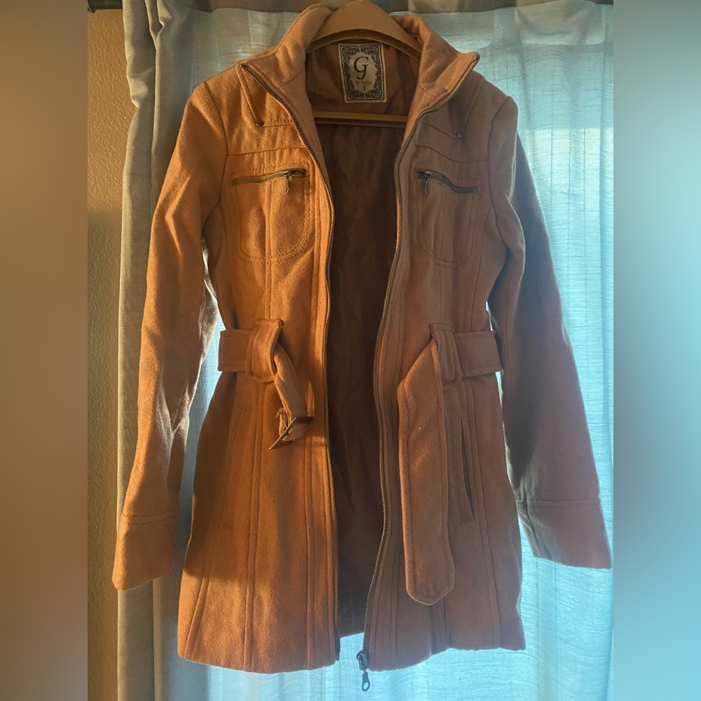 Guess Belted Wool Coat with zipper